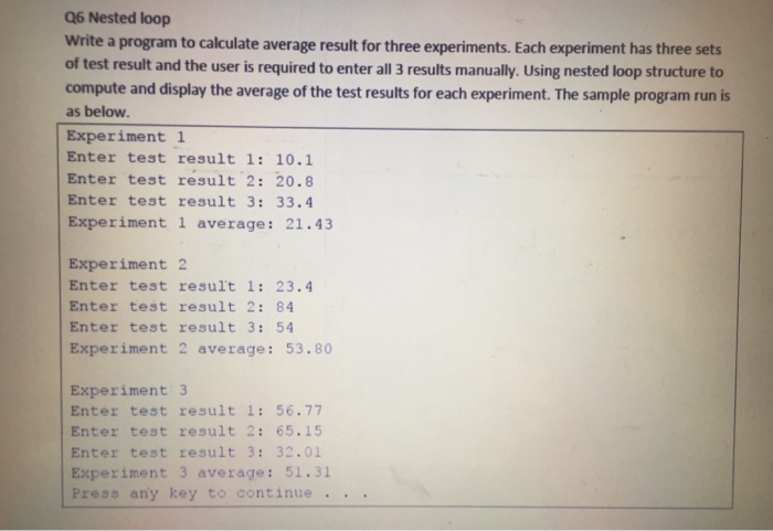  Dev C++ Write a program to calculate average result for three