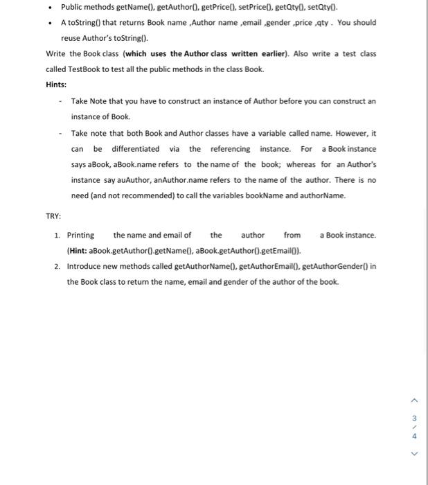 relations to Java code. 1. Exercise 1(50min) : A class called Author