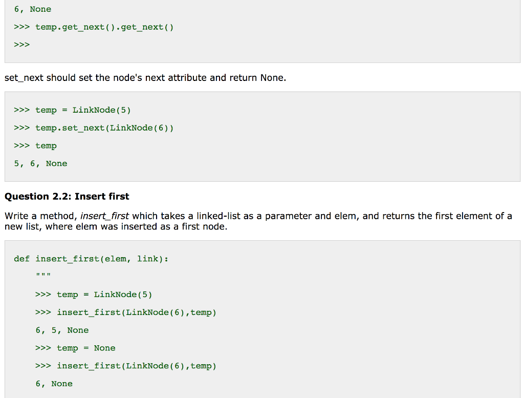the following functions for the LinkNode starter class provided in the homework.