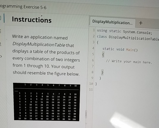 C# Code Step by step solutions please ogramming Exercise 5-6 Instructions Display