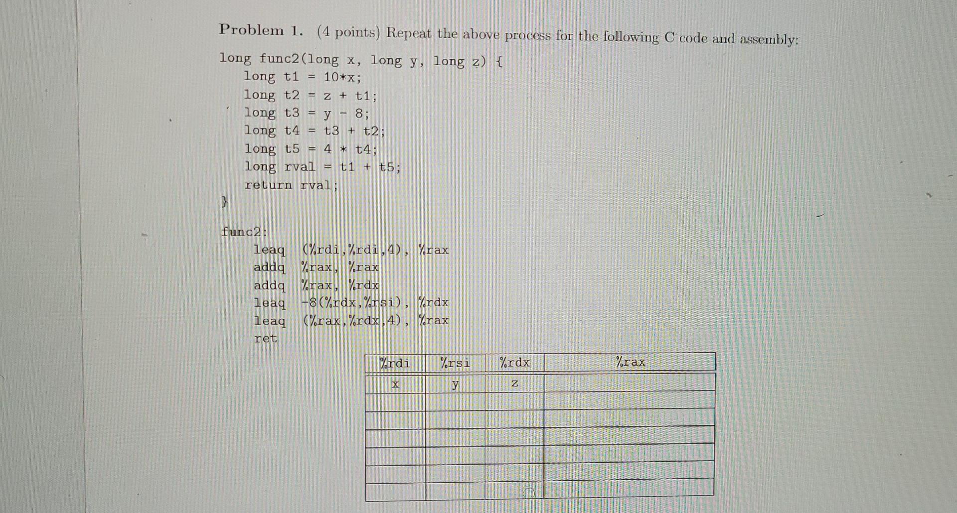 do not know the answer, please ignore. Problem 0. (4 points. Consider