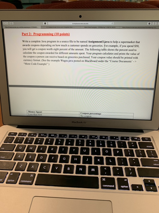  Part 2: Programming(10 points Write a complete Java program in a