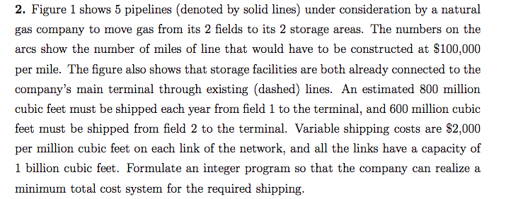 2. Figure 1 shows 5 pipelines (denoted by solid lines) under