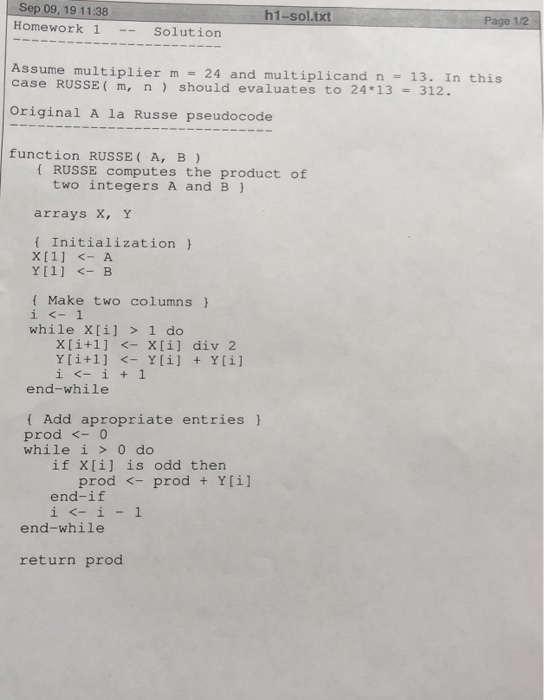  This is the original psuedo code for the Program that multiplies