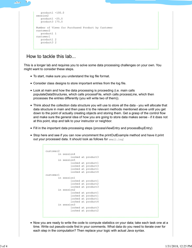 determined by you) to represent the data stored in a "log" file.