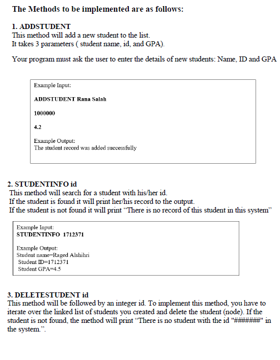 of students records and then perform several operations on this list. Your