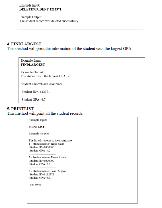 program will ask user to choose the option from a menu. The