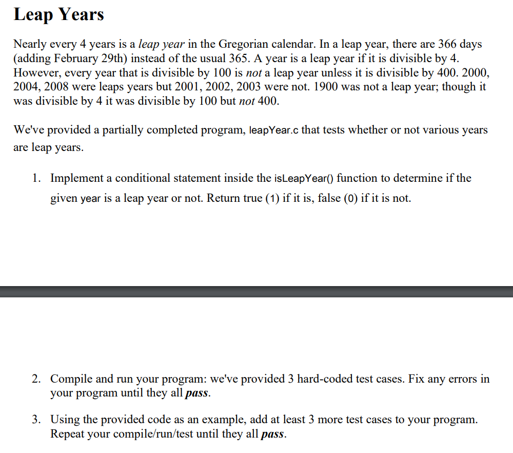  The code provided is: /** * This program determines if various