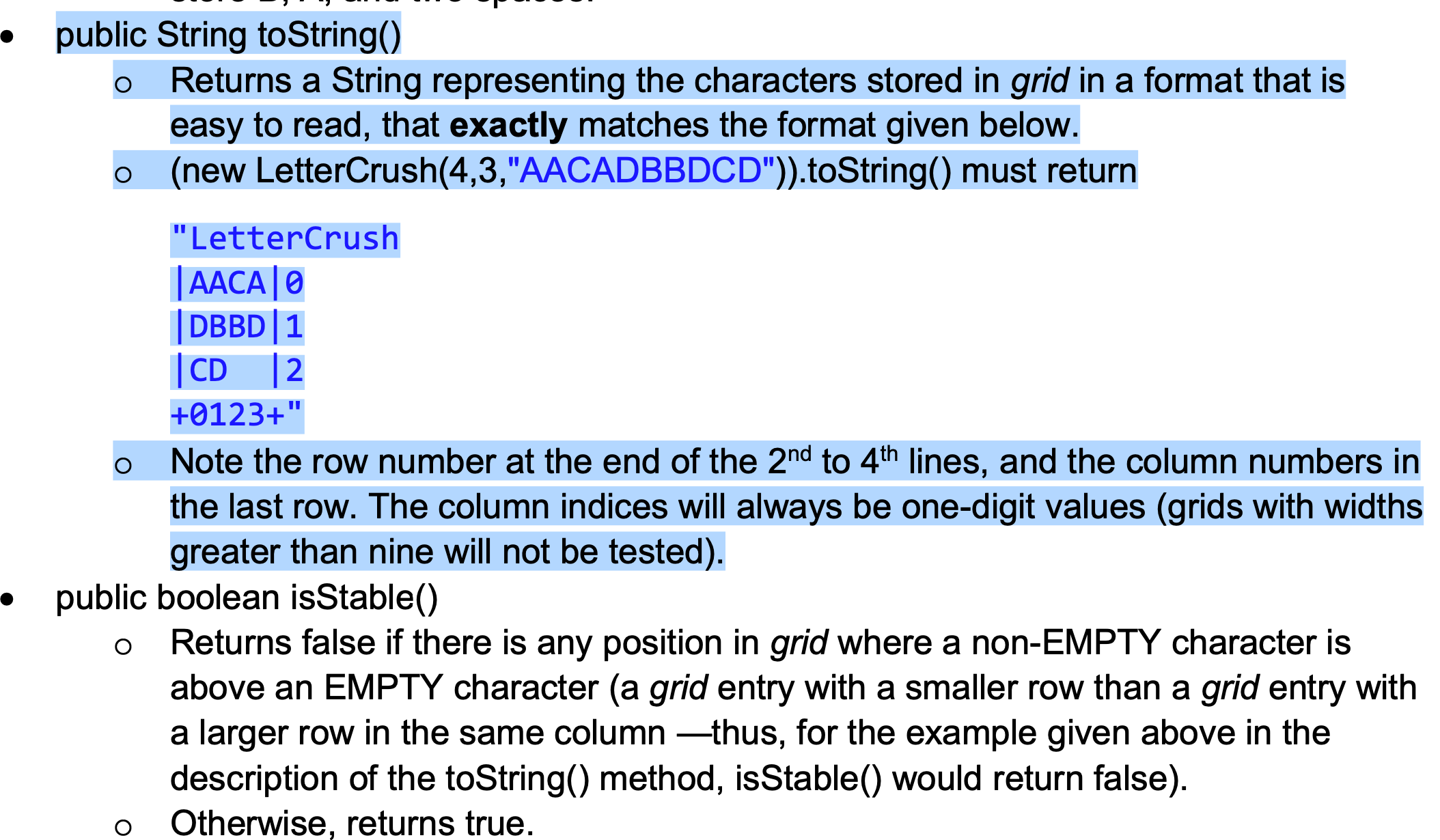  public String toString() Returns a String representing the characters stored in