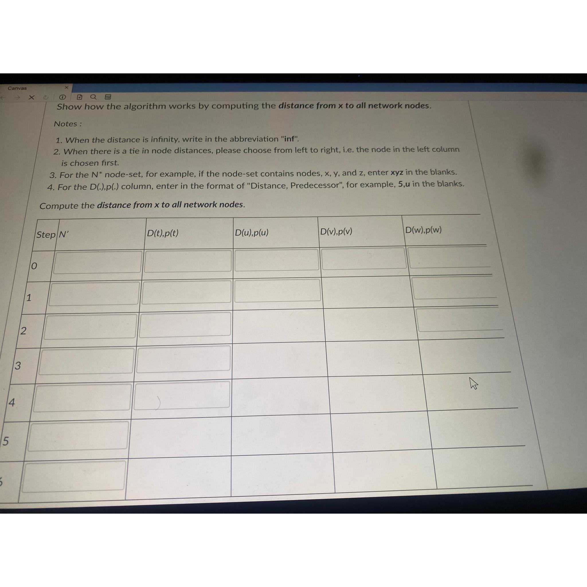  Show how the algorithm works by computing the distance from x