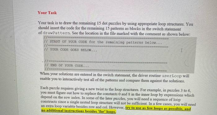 geometric puzzles to be solved using loop structures. Compiling \& Running: Assume