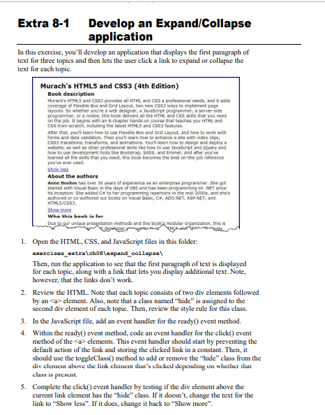 //HTML Expand/Collapse Murach's HTML5 and CSS3 (4th Edition) Book description Murach's HTML5