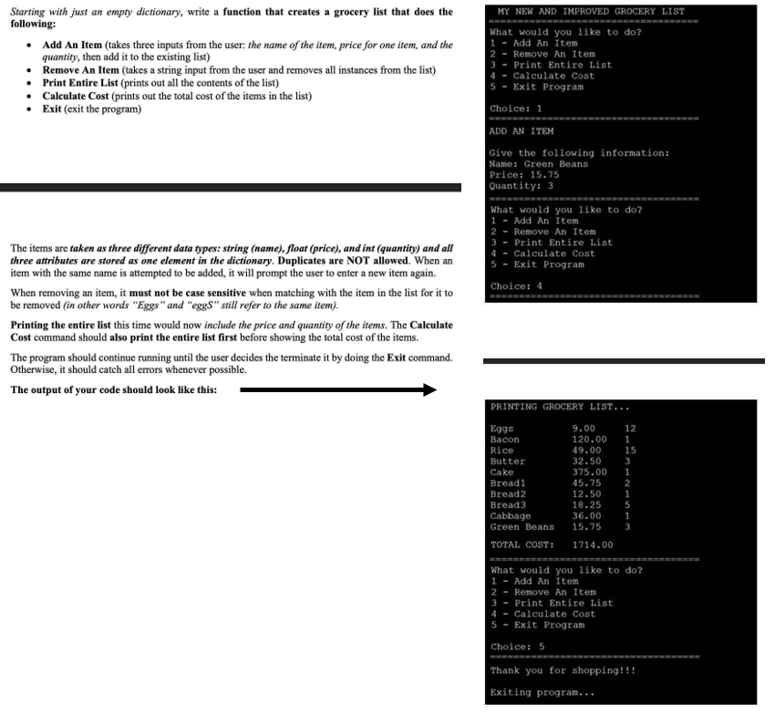 Use "PYTHON CODE" Starting with just an empty dictionary, write a function