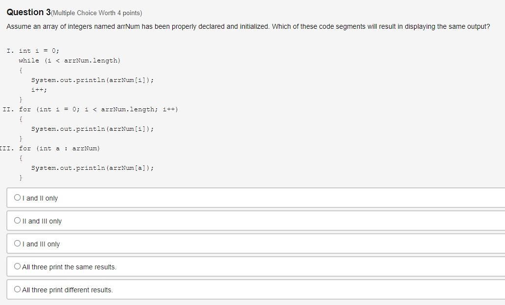 never be rewritten as for loops II. an index variable is NOT