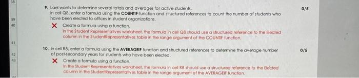 i need help with #9 please, it must be a structured reference
