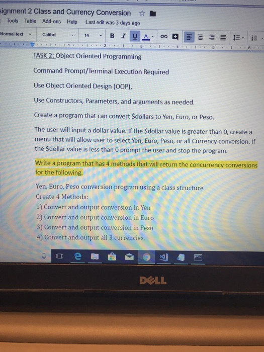  In C++ please. signment 2 Class and Currency Conversion Tools Table