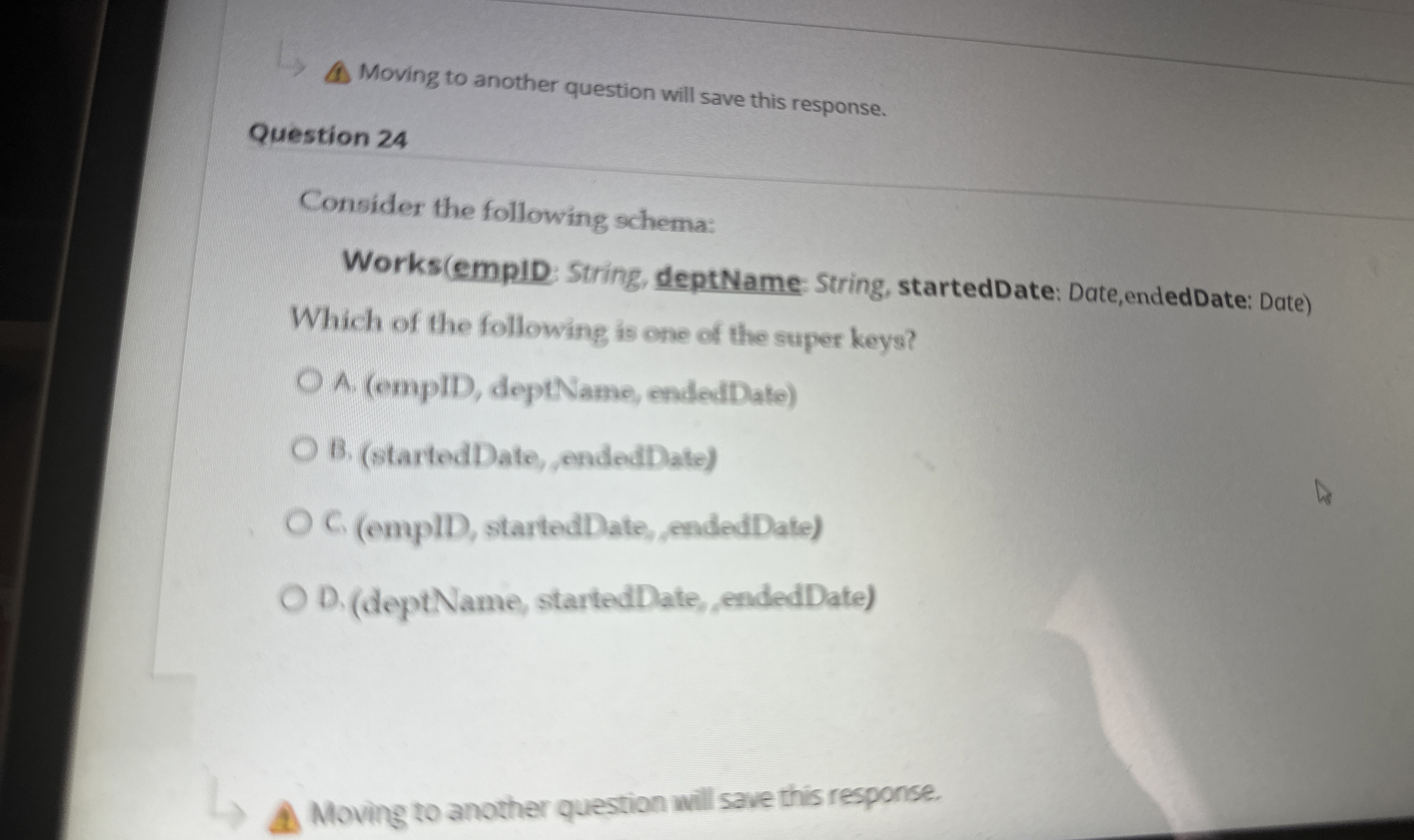  Moving to another question will save this response. Question 24 Consider