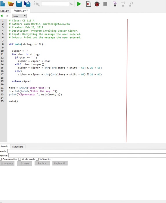 on the part where I ask the user to decrypt or encrypt