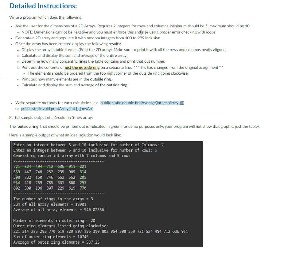 In java thanks Detailed Instructions: Write a program which does the following: