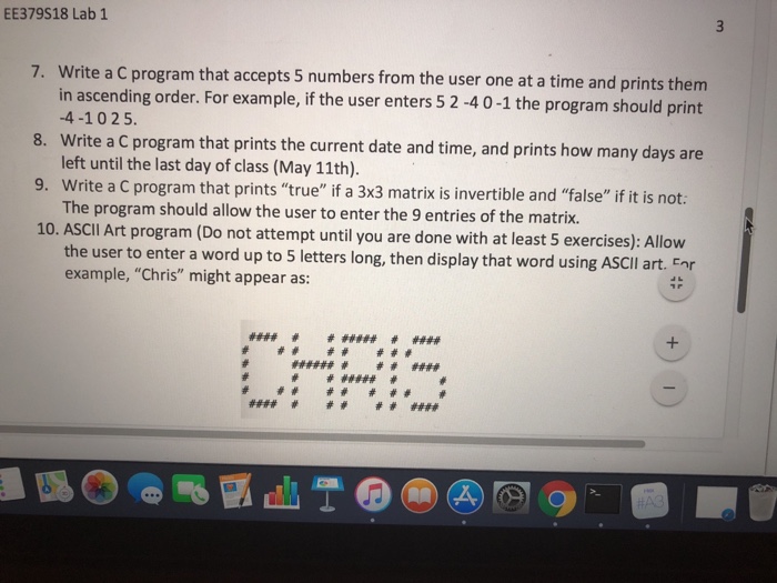  EE379S18 Lab 1 Write a C program that accepts 5 numbers