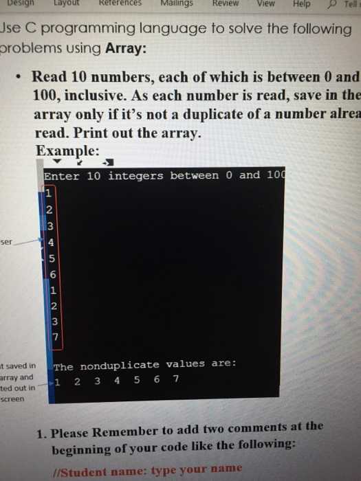  I am trying to write code in C where the user