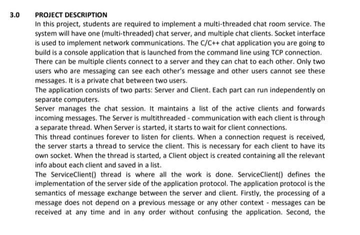 PROJECT DESCRIPTION In this project, students are required to implement a