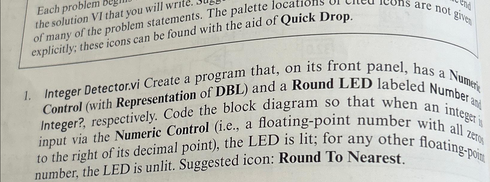  Each problem beg the solution VI that you will write. of