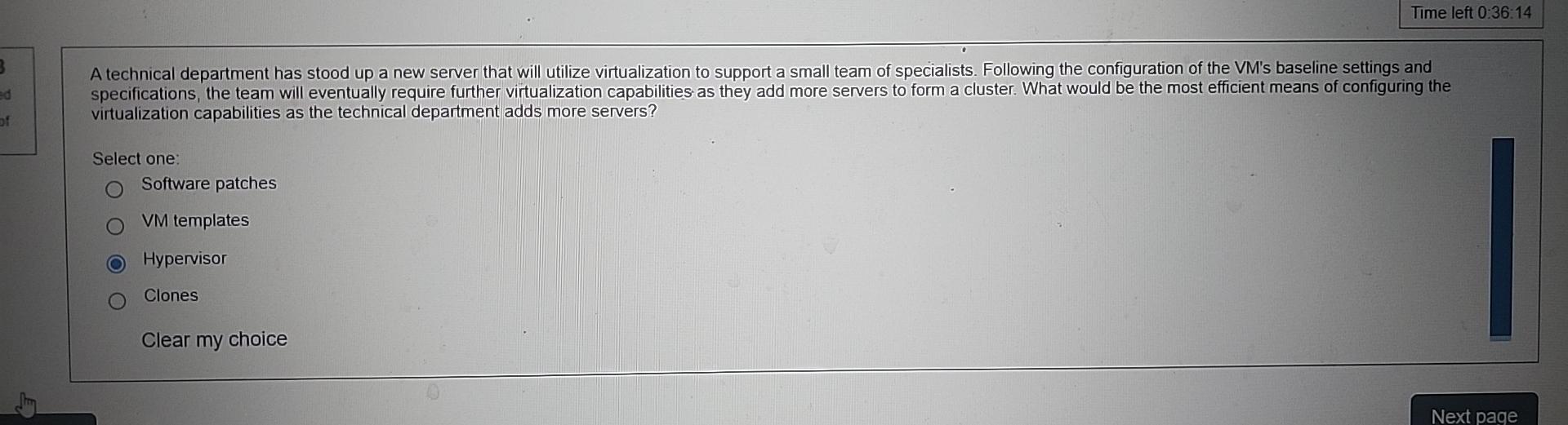 Time left 0:36:14 A technical department has stood up a new