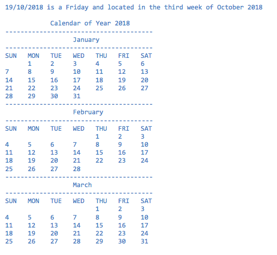day of a week for any given date after 15 October 1582