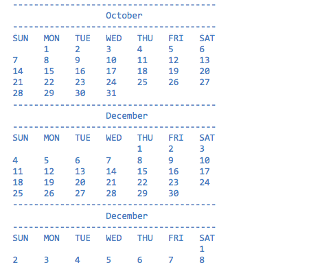 4-Wednesday, 5-Thursday, 6-Friday) . q is the day of the month .