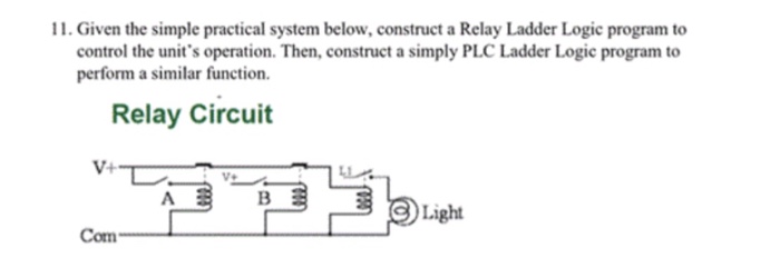  11. Given the simple practical system below, construct a Relay Ladder