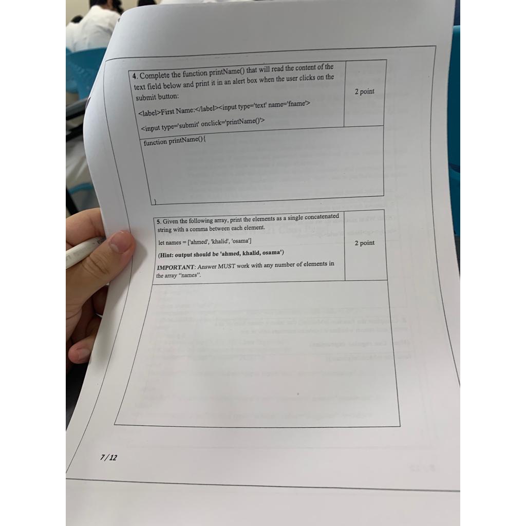  Complete the function printName() that will read the content of the