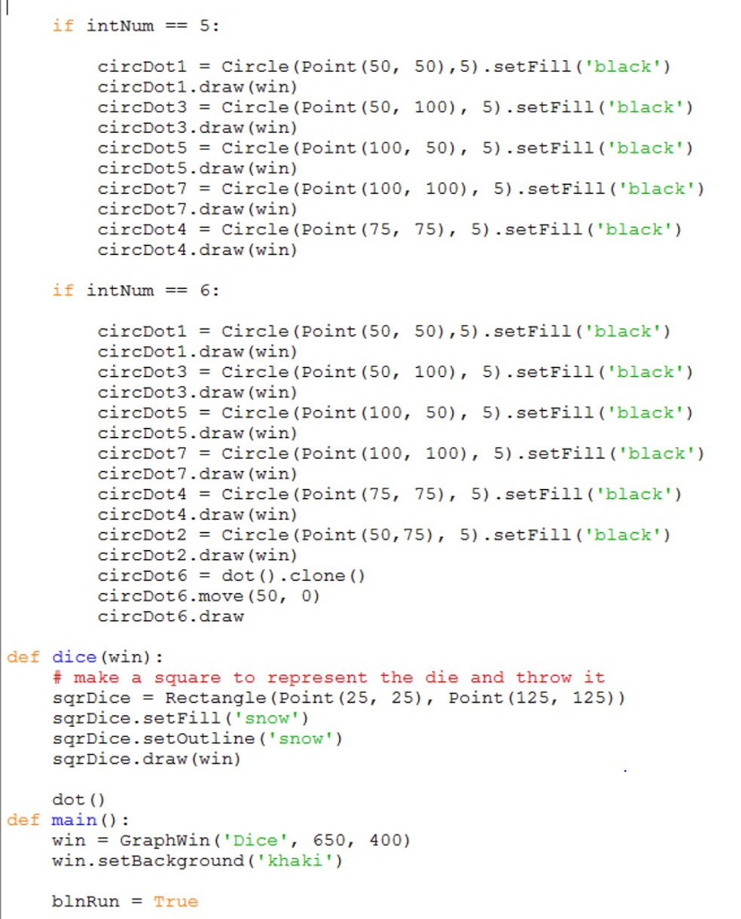 dice. They will "throw" each of the 5 dice by clicking on