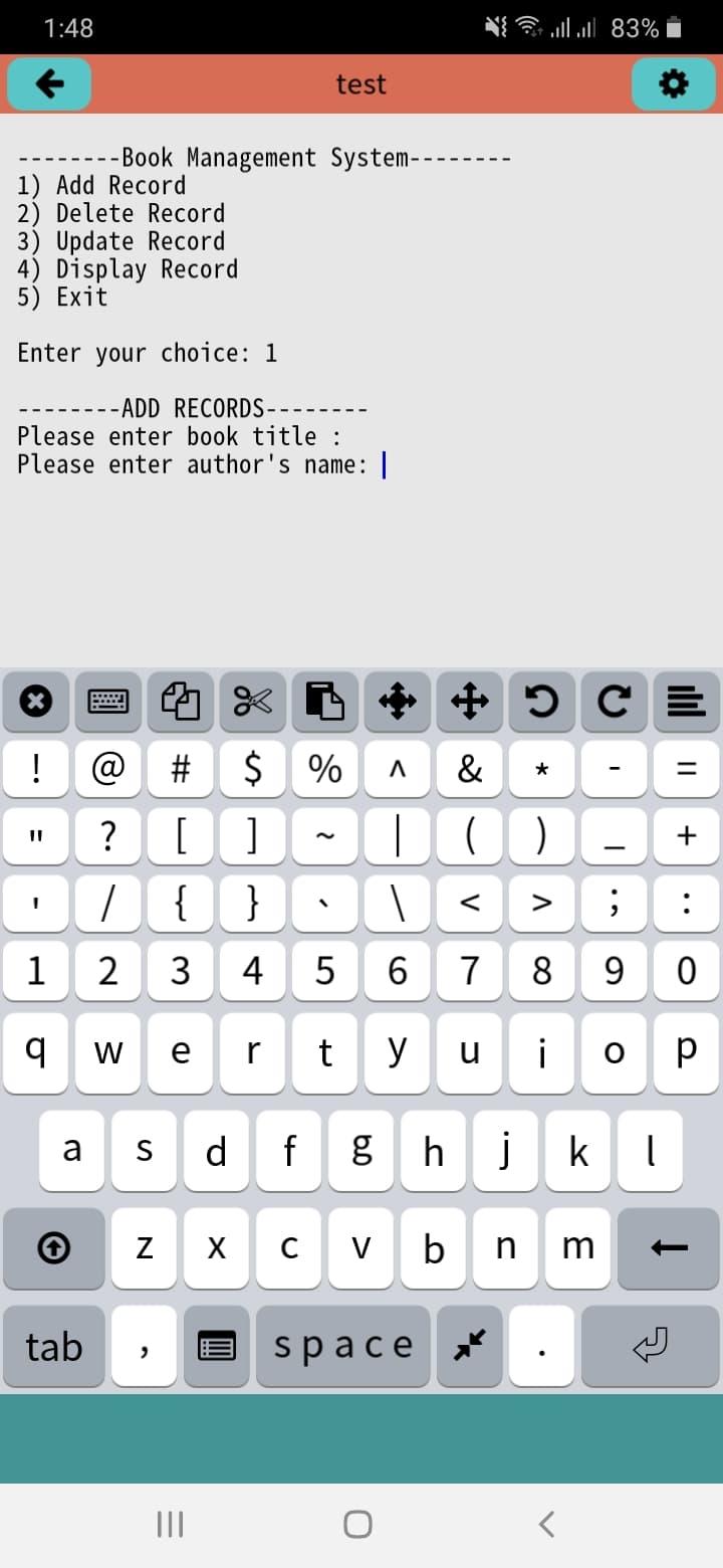 C program In my mobile C compiler (its on android app) It