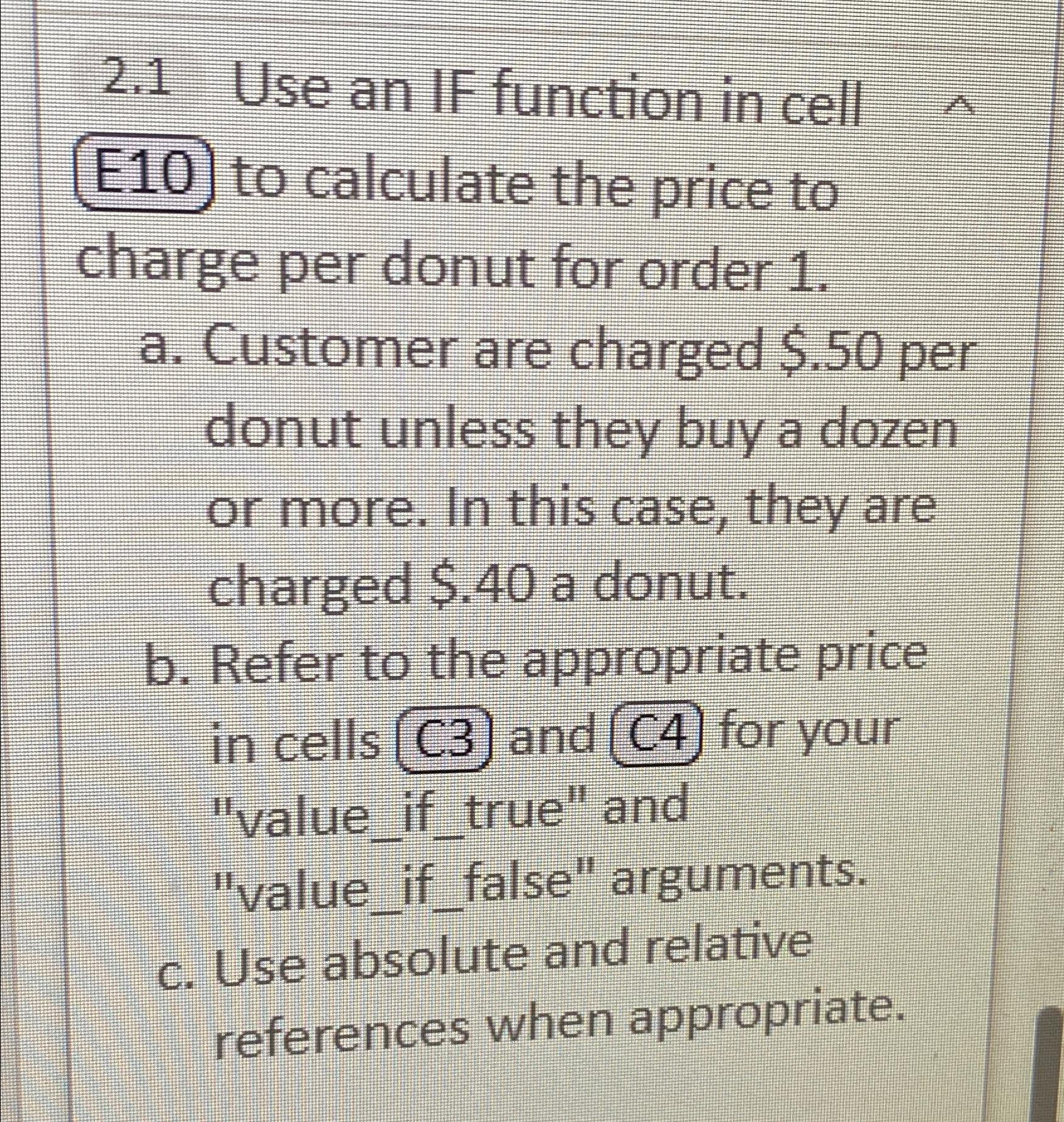  2.1 Use an IF function in cell to calculate the price
