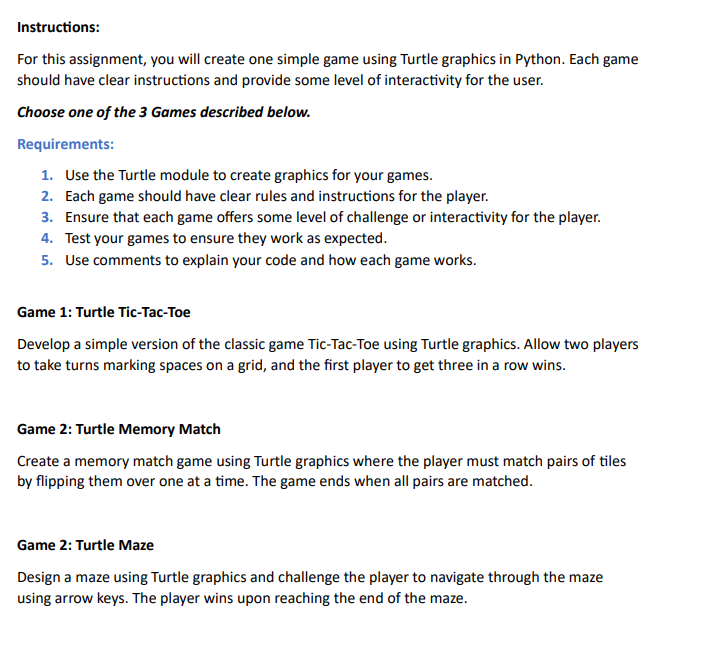  Python coding: Instructions: you can do whichever option, however, tic-tac-toe is