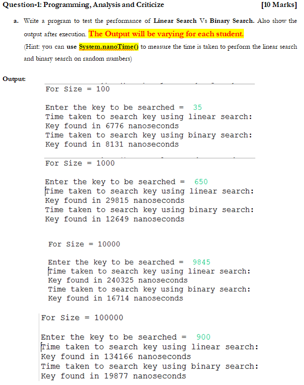  Question-1: Programming, Analysis and Criticize [10 Marks] a. Write a program