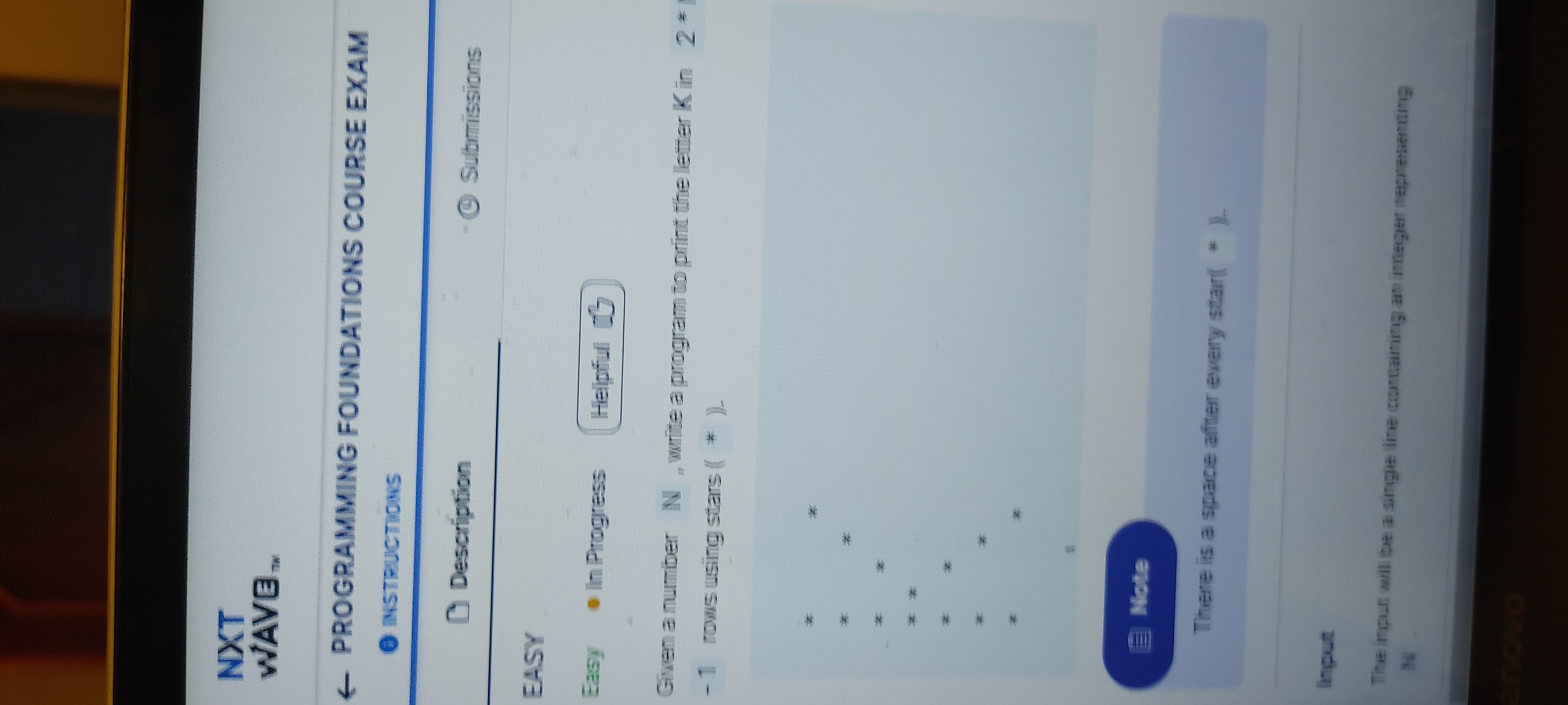  Given a number N "write a program to print the letter