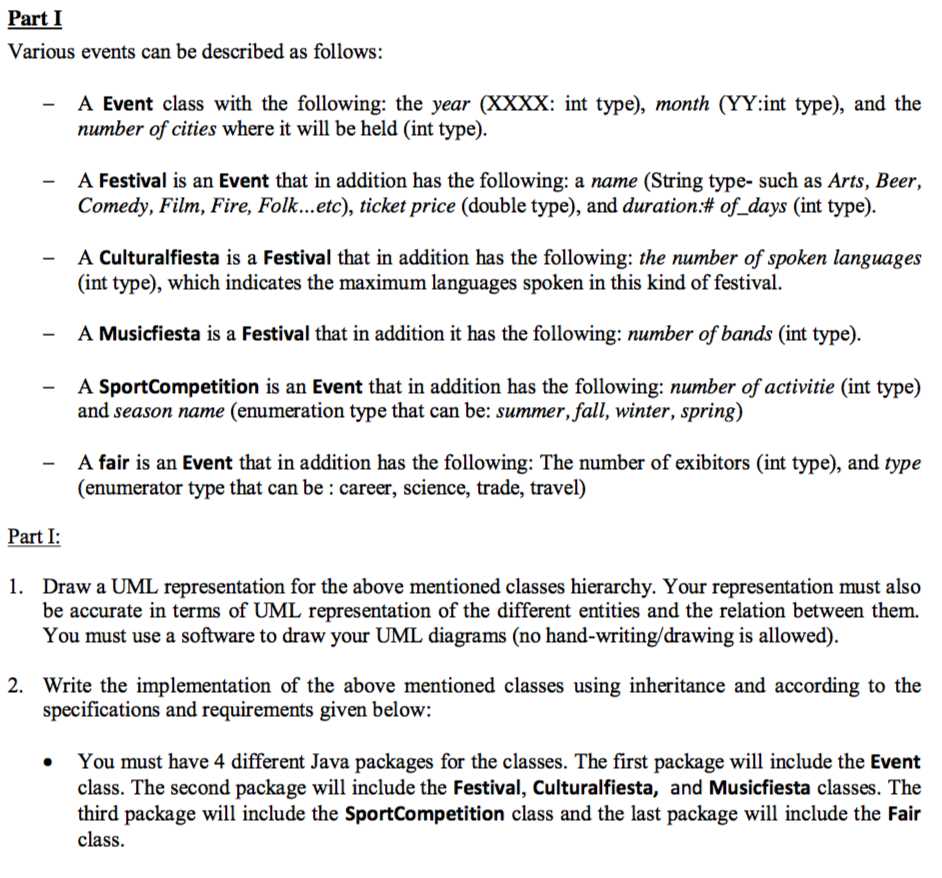  (language: java) Part I Various events can be described as follows: