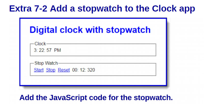 //JavaScript Assignment\\ Add a stopwatch to the clock app [Please make sure