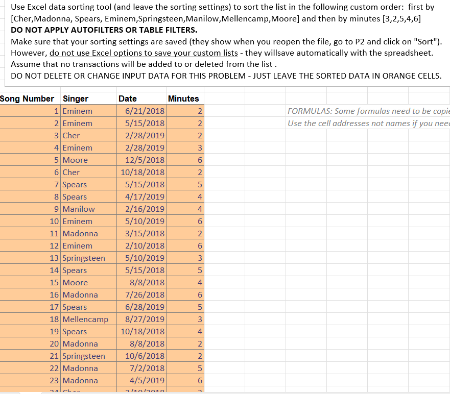  Use Excel data sorting tool (and leave the sorting settings) to