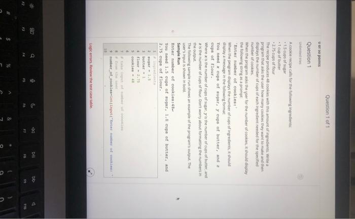  Mind the Logic errors for the current code! Question 1 Uvitraindtrien