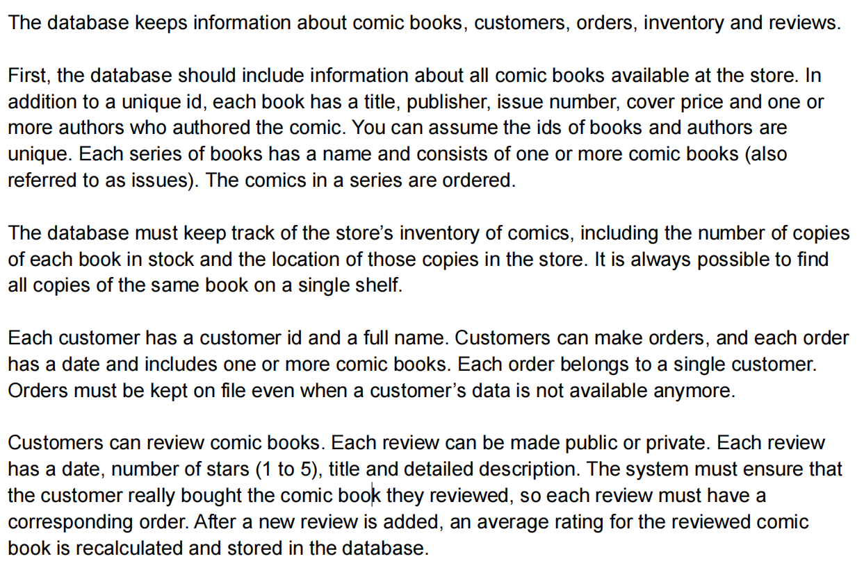 draw ER diagram using below info plz The database keeps information about