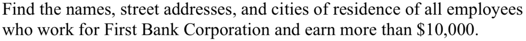 underlined. For each of the following questions, give (1) a relational algebra