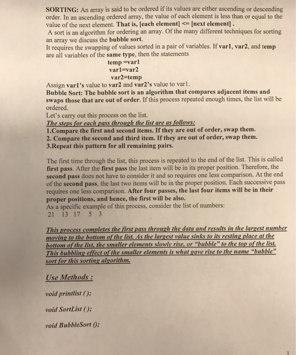 java SORTING: An array is said to be ordered if its values