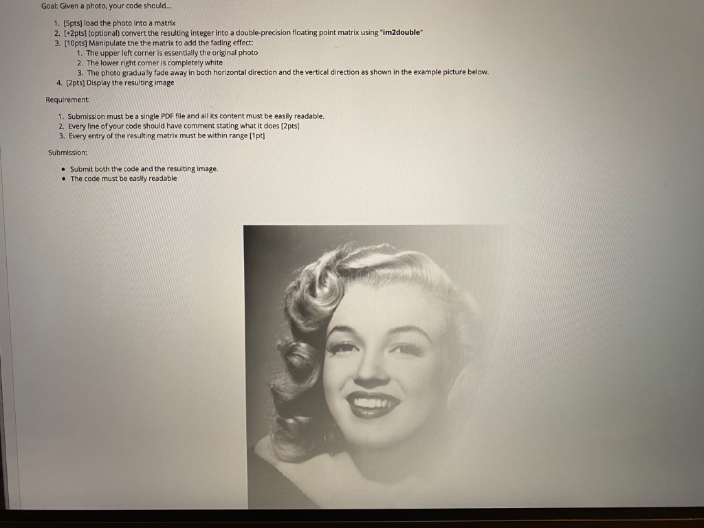 Use the MATLAB to complete this problem. This is the original picture.