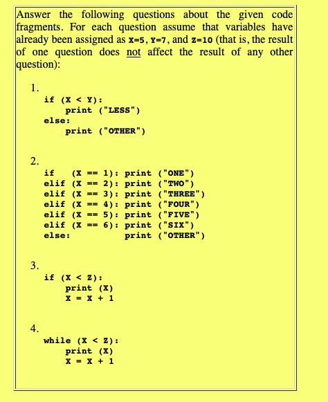 Please explain each answer a bit. Thank you for your help!