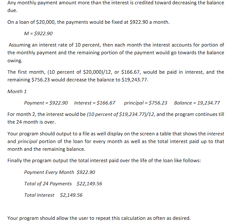 modules, fundamental programming and problem solving Loan Calculator: Interest on a loan