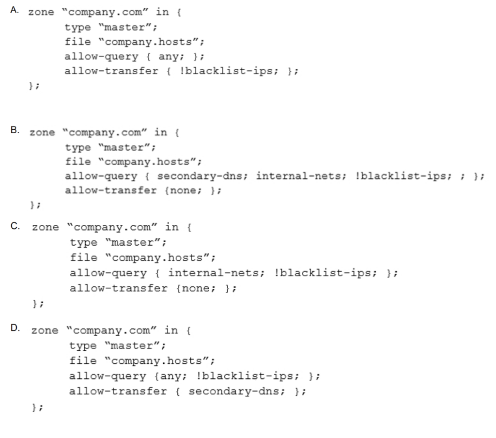 secure the corporate-Internet-facing DNS server. The engineer notices that security ACLs exist