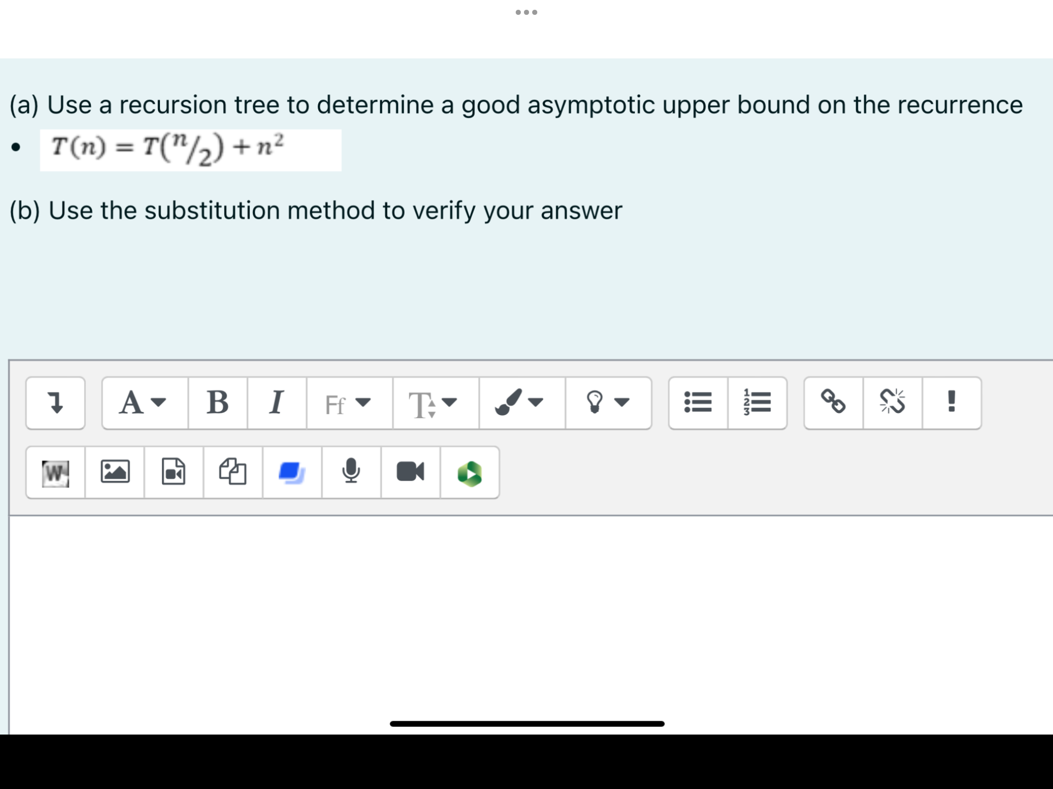  (a) Use a recursion tree to determine a good asymptotic upper